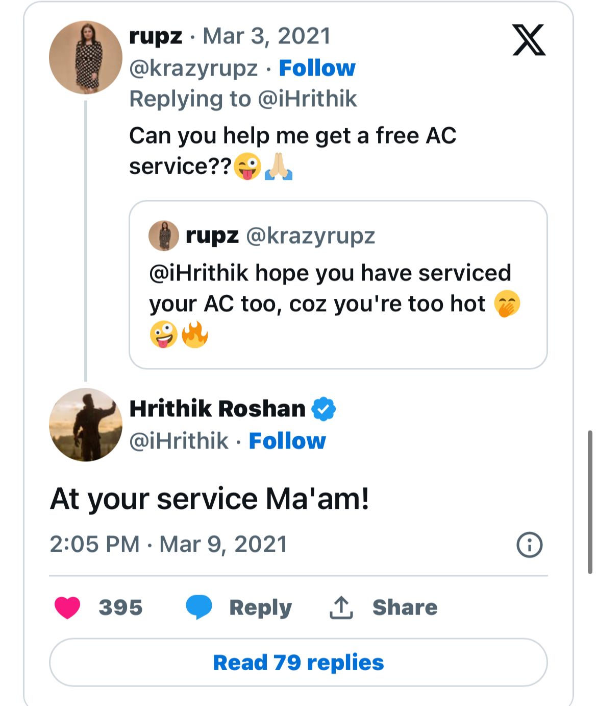 Hrithik Roshan Responds In Twitter To Help A Fan Get Free AC Service