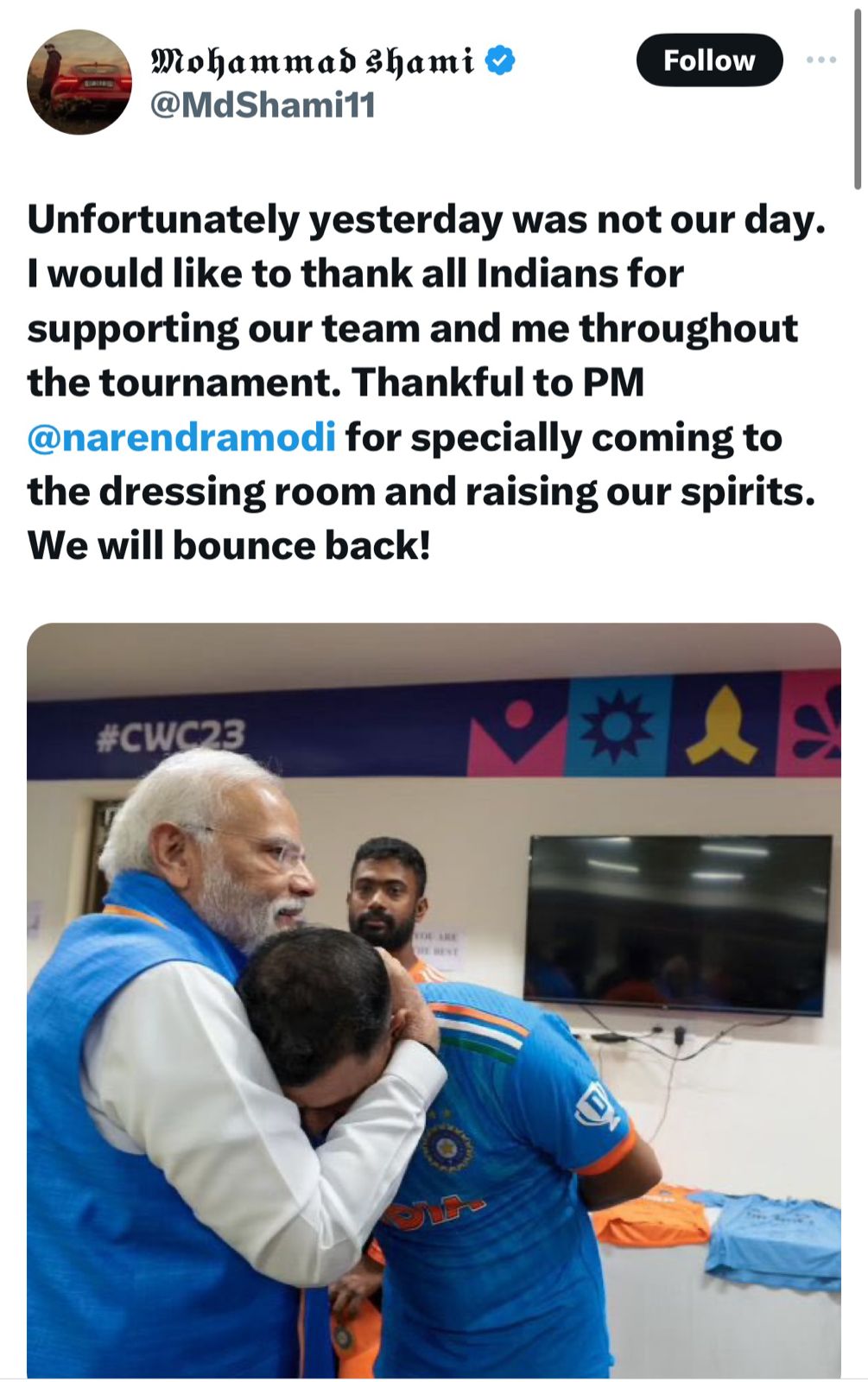 Mohammed Shami Expresses Gratitude To PM Modi And India For Support