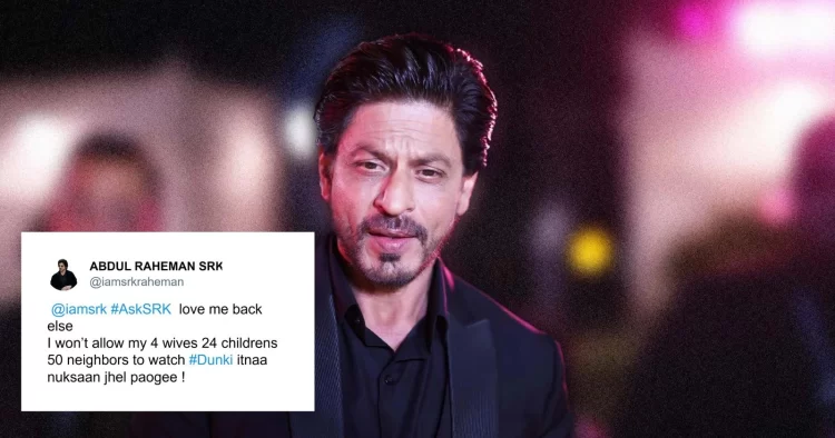 Shah Rukh Khan's Hilarious Response To A Fan Saying "I Won’t Allow My 4 Wives 24 Childrens 50 Neighbors To Watch Dunki"